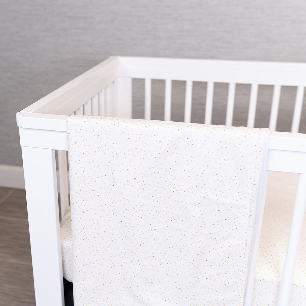 Little Tiny Hugs - Classic Nursery Bedding Set - Multi-colored Freehand X's on Ivory - Olli+Lime